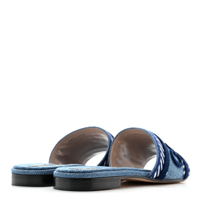 Gucci Plain Spain Denim Logo Slide Sandals 38.5 Light Blue 5 of 9