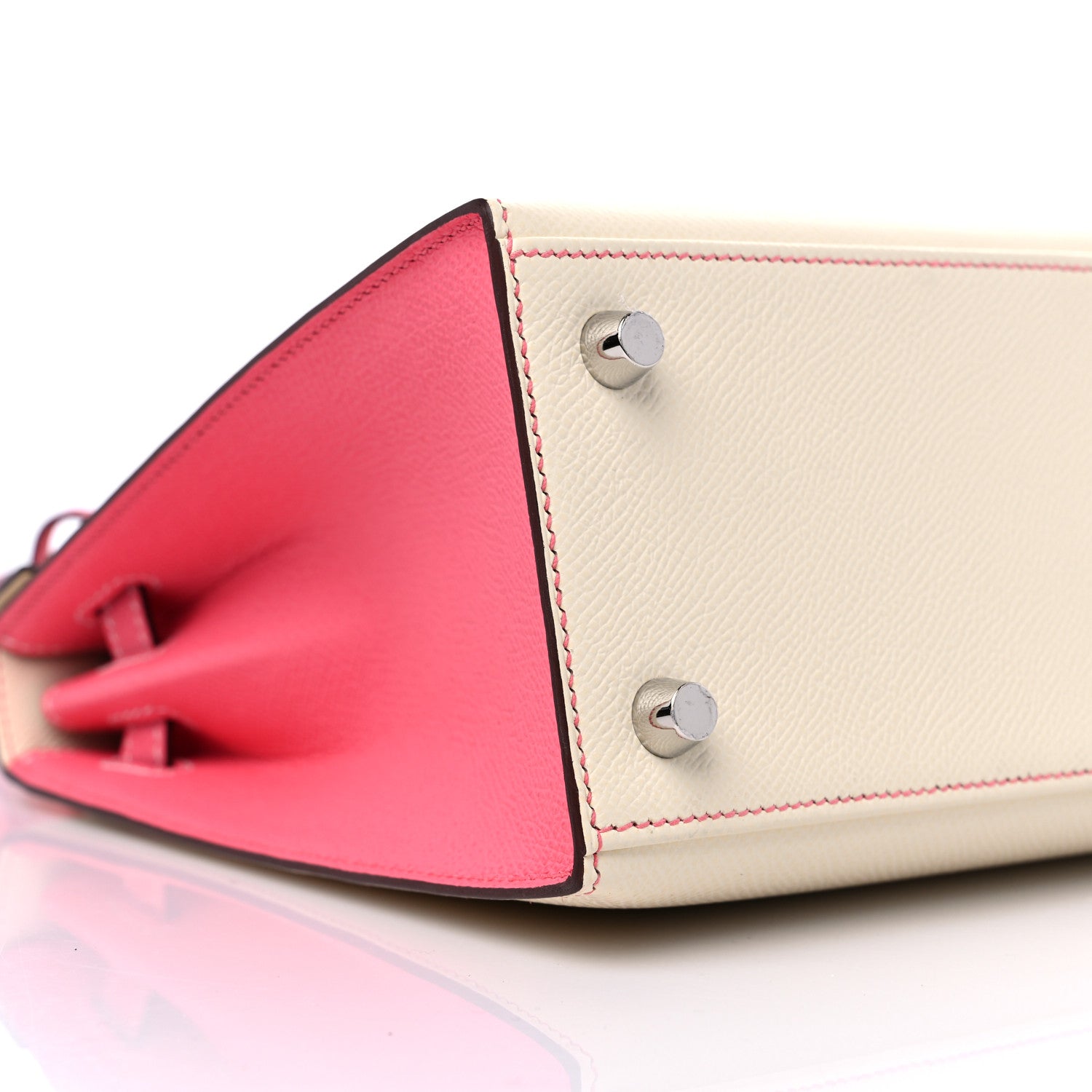 Hermes Epsom Bi-Color Horseshoe Kelly Sellier 25 Nata Rose Azalee 8 of 10