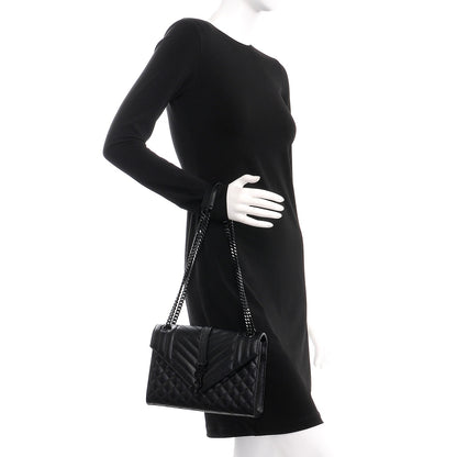 Saint Laurent Grain De Poudre Textured Mixed Matelasse Triquilt Medium Monogram Satchel Black 3 of 8