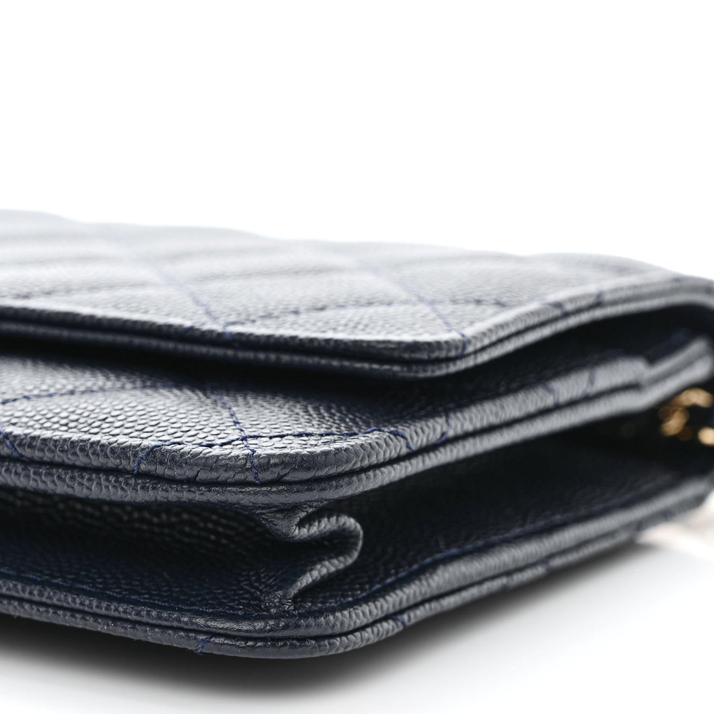 Caviar Quilted Wallet on Chain WOC Navy Blue