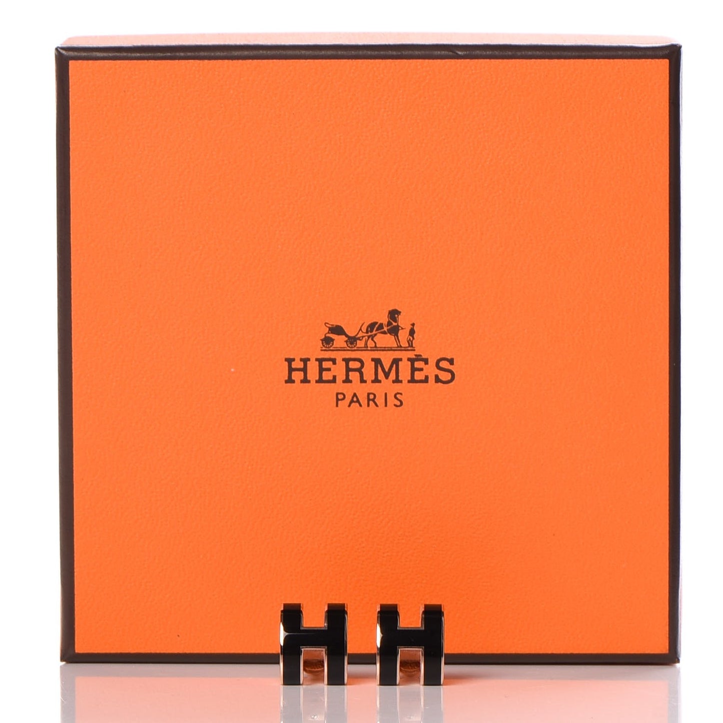Rose Gold Lacquered Pop H Earrings Black