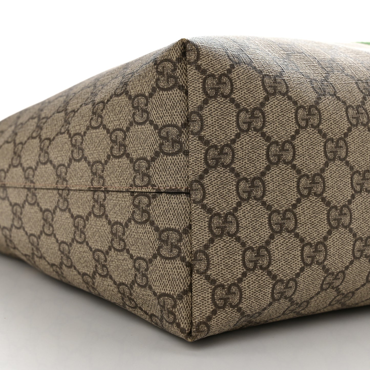 GG Supreme Monogram Textured Calfskin Web Medium Ophidia Shopping Tote Beige Ebony New Acero