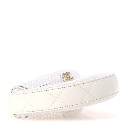 Chanel Mesh Shiny Lambskin Pouch Hobo White 4 of 11