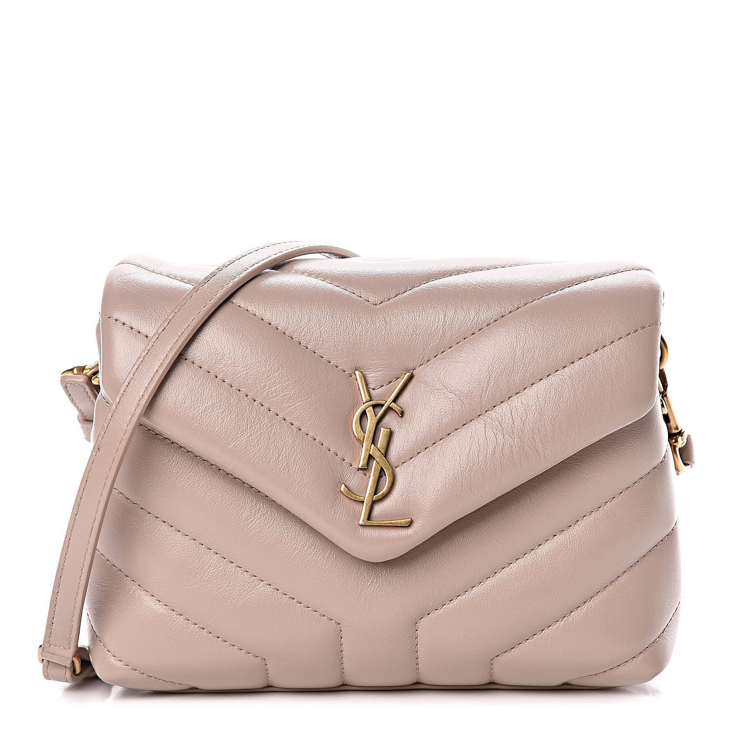 Saint Laurent Calfskin Y Quilted Monogram Toy Loulou Crossbody Bag Marble Pink 1 of 11