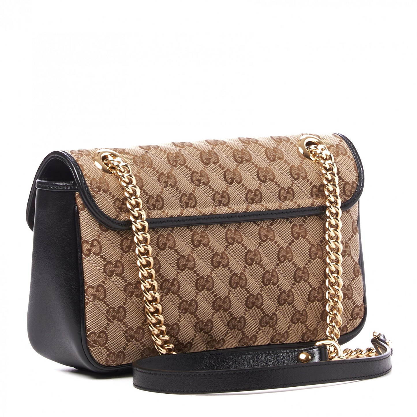 Monogram Matelasse Diagonal Small GG Marmont Shoulder Bag Beige Black