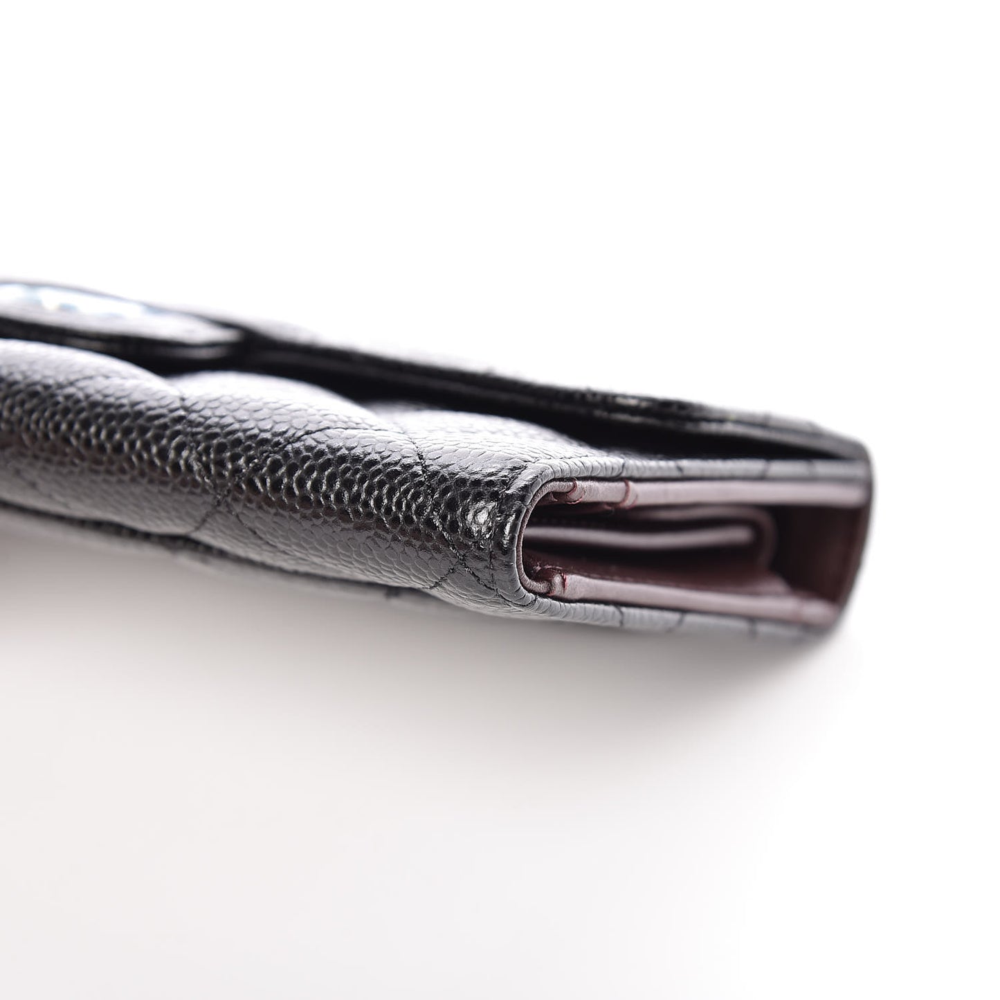 Caviar Quilted Long Flap Wallet Black