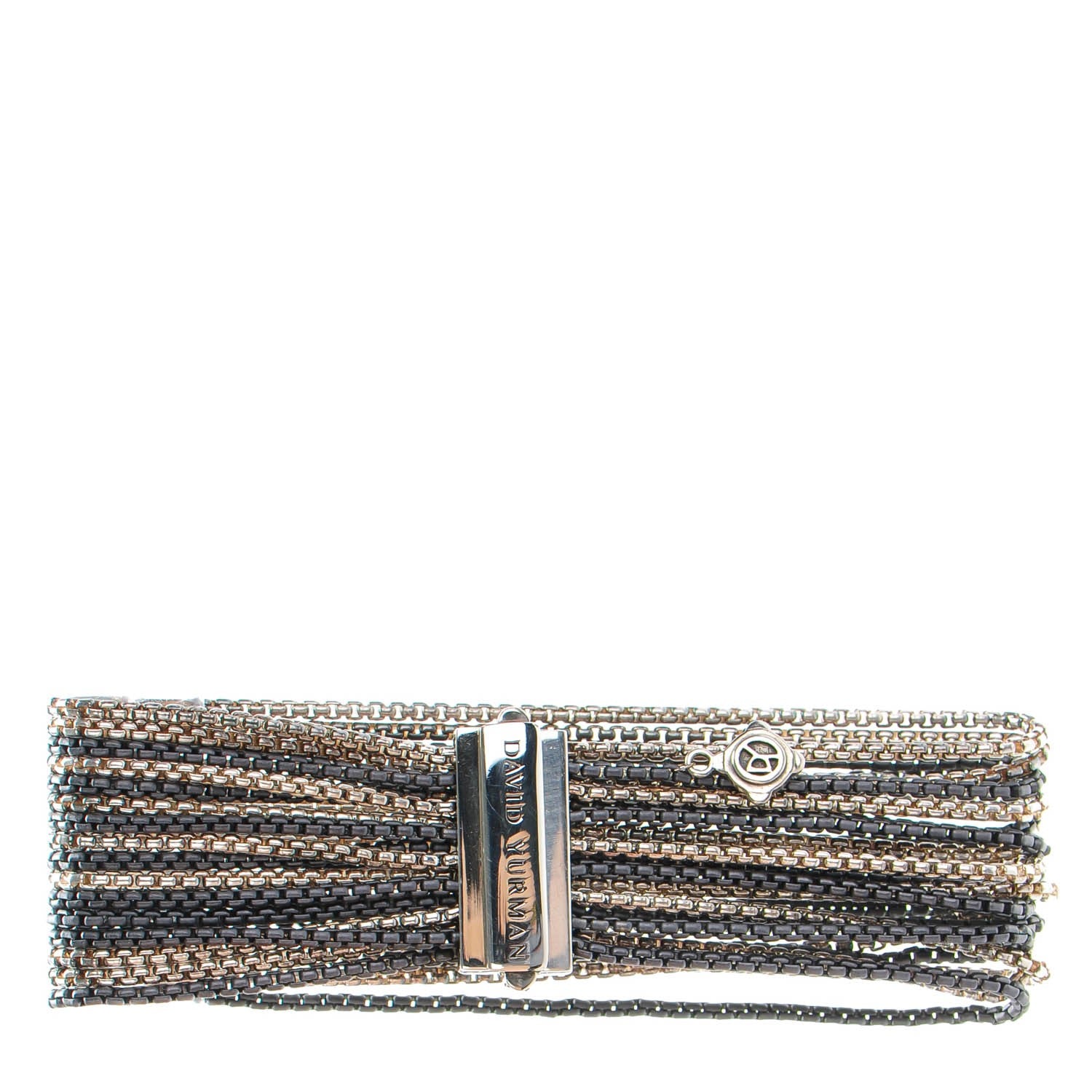 David Yurman Darkened Sterling Silver 21mm Multi Row Box Chain Bracelet 3 of 5