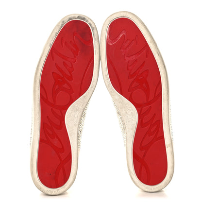 Christian Louboutin Calfskin Veau Velours Strass Mens Louis Junior Flat Sneakers 46 Latte 6 of 10
