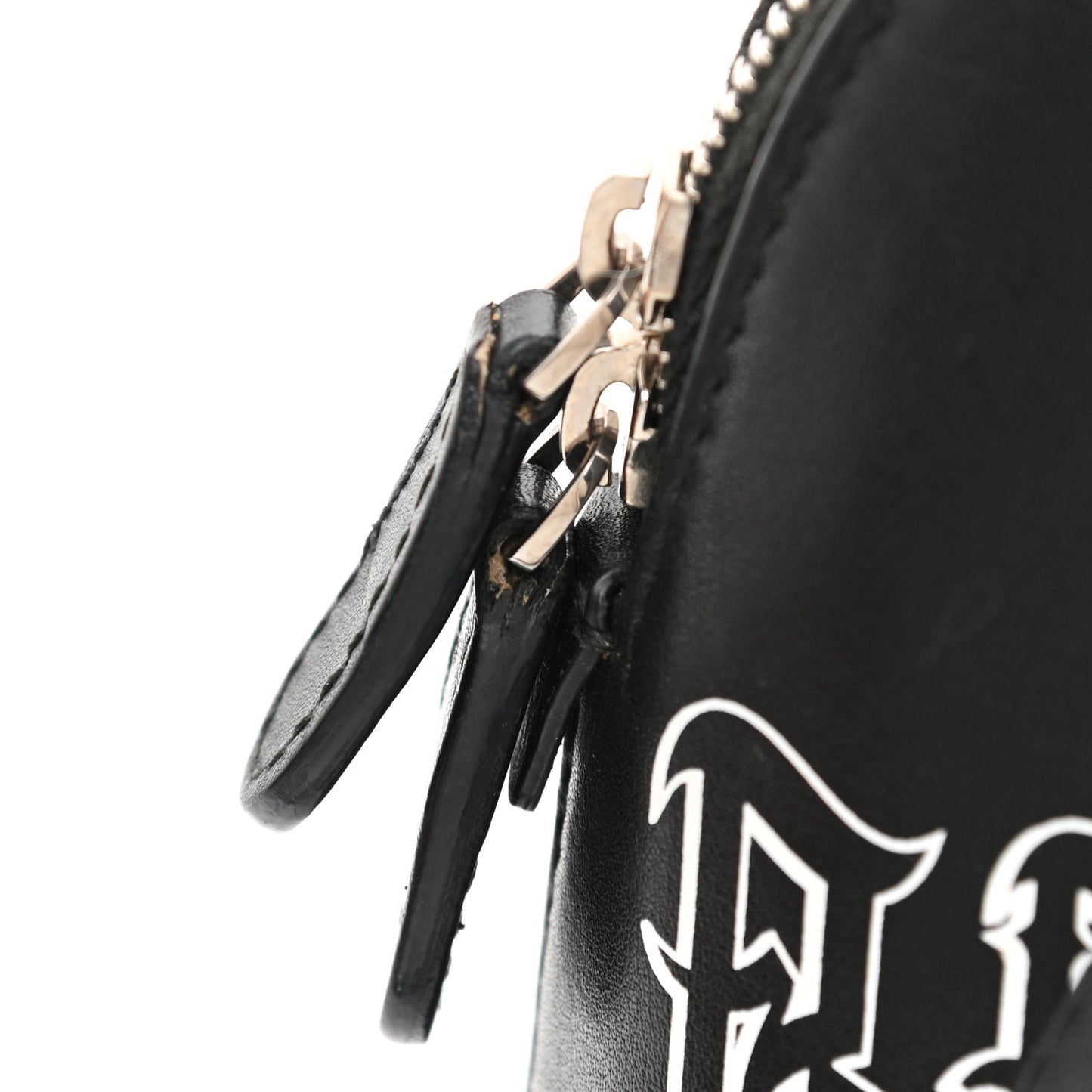 Calfskin Gothic Logo XXS Ville Top Handle Bag Black White