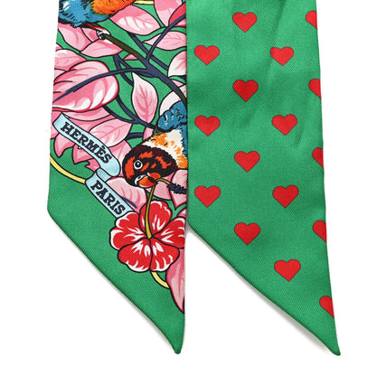 Hermes Silk Jungle Love Love Twilly Emeraude Rose Brun 3 of 4