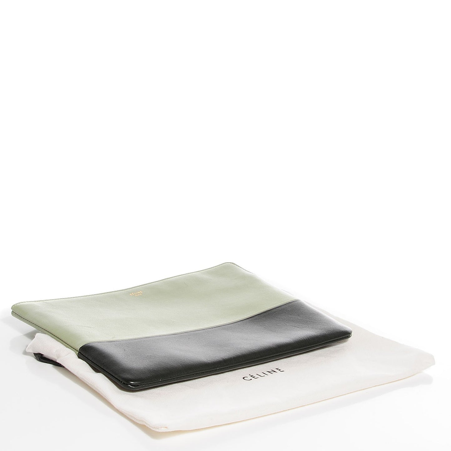 Lambskin Bi-Color Solo Clutch Pouch Pistachio Black