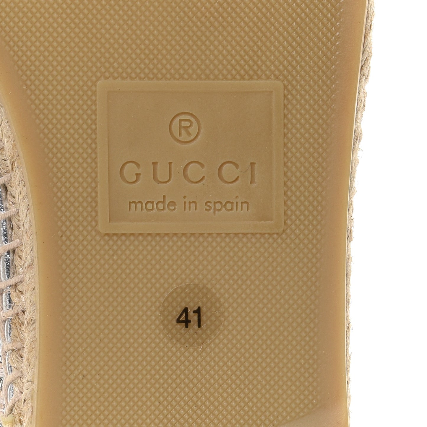 Lame Nappa GG Monogram Espadrilles 41 Silver Beige