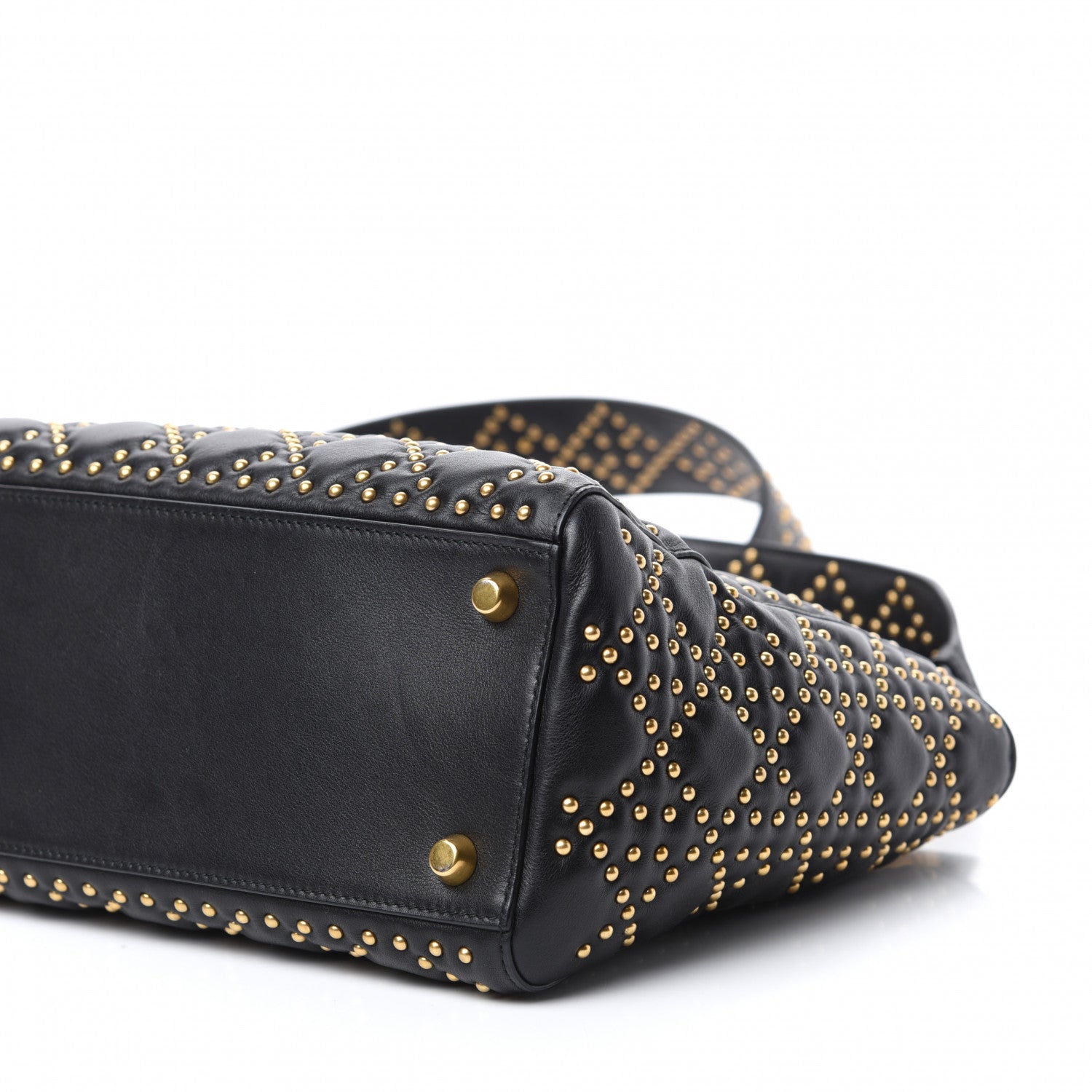 Christian Dior Calfskin Cannage Studded Medium Supple Lady Dior Black 7 of 10