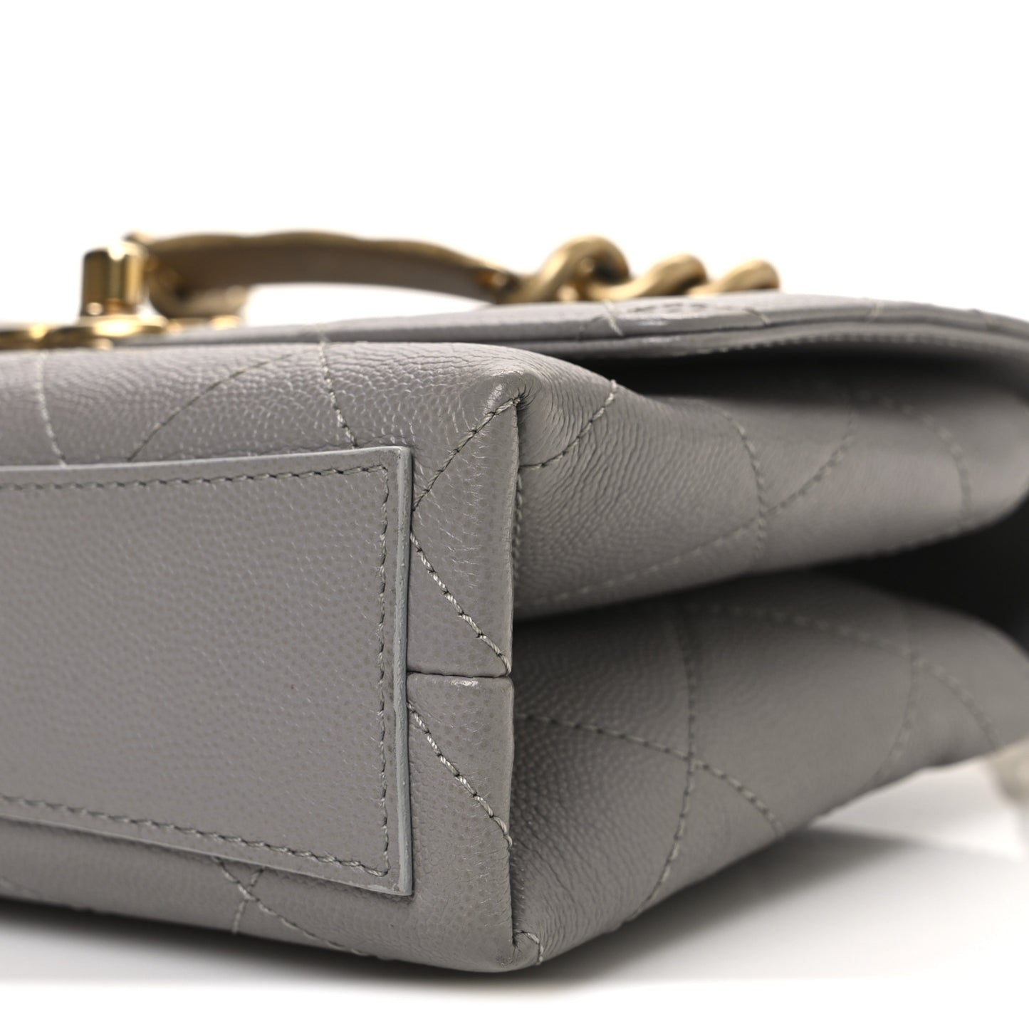 Caviar Quilted Mini Bracelet On Chain Flap Grey