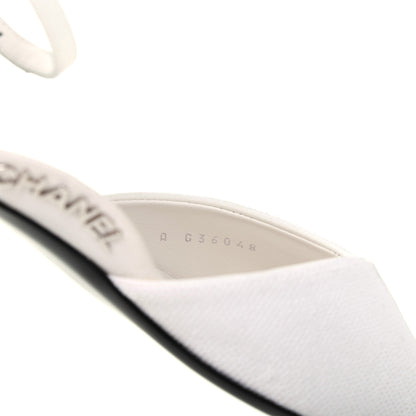 Chanel Sequin Grosgrain Cap Toe CC Ankle Strap Sandals 42 White Black 8 of 9