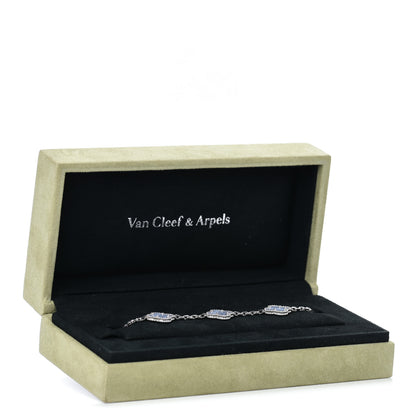 Van Cleef & Arpels 18K White Gold Chalcedony 5 Motifs Vintage Alhambra Bracelet 6 of 6
