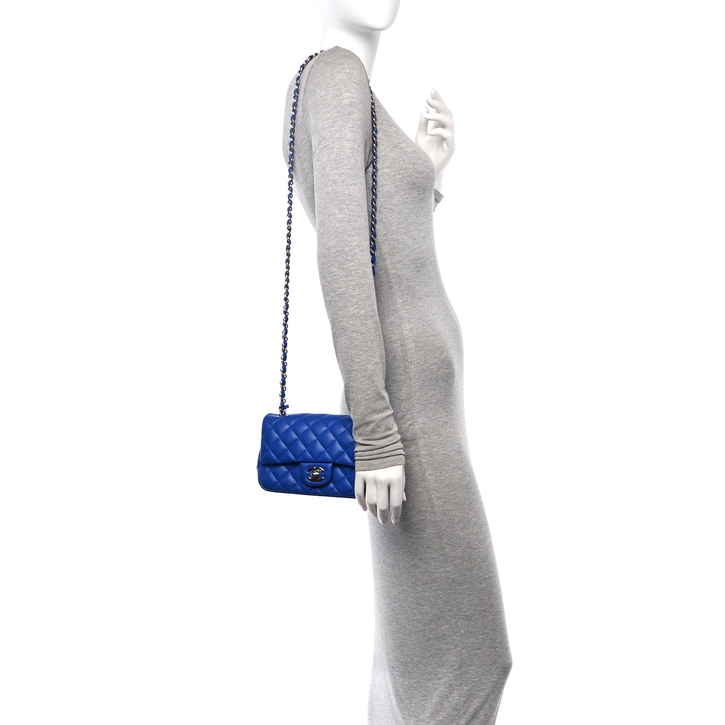 Lambskin Quilted Mini Rectangular Flap Royal Blue