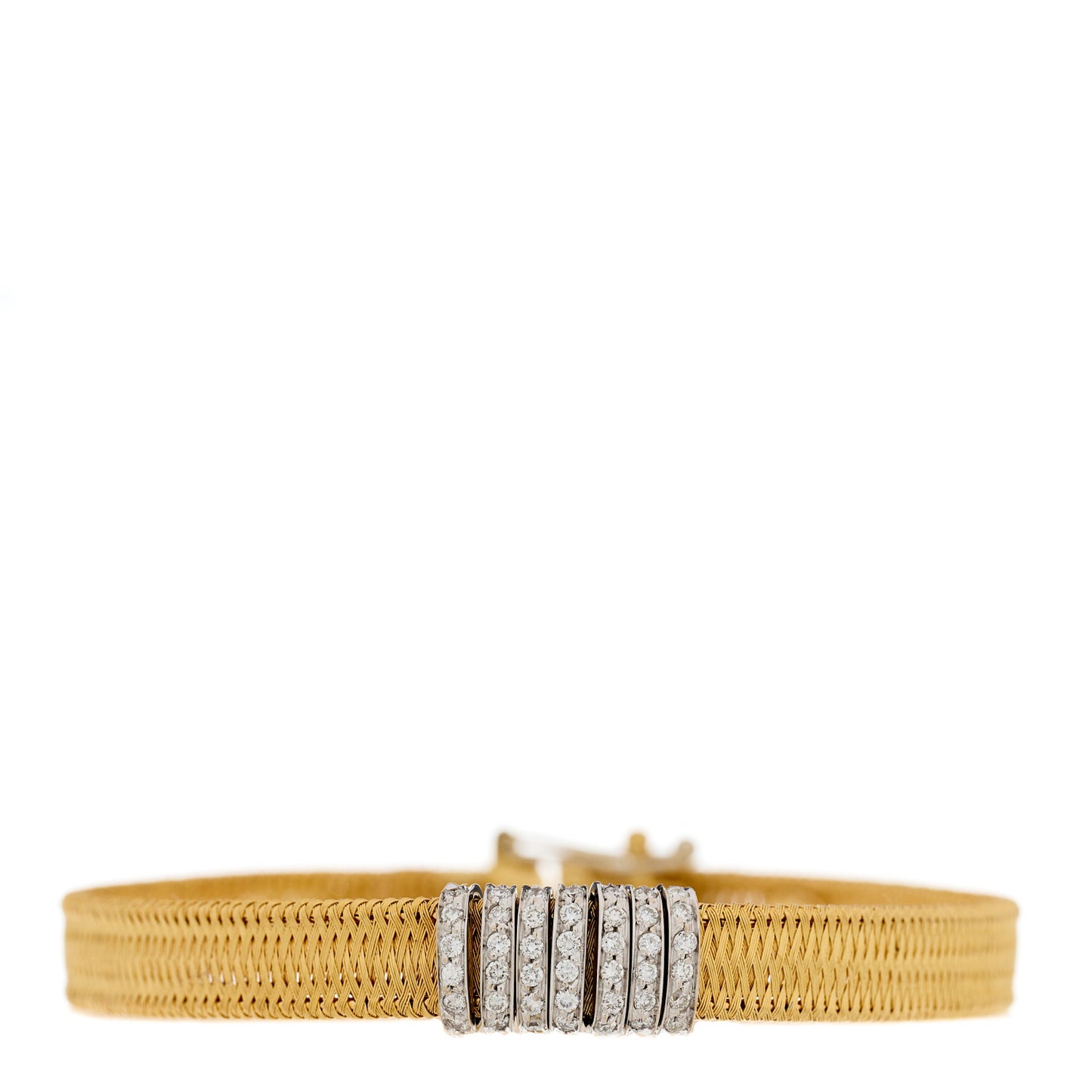 18K Yellow White Gold Diamond Woven Bracelet