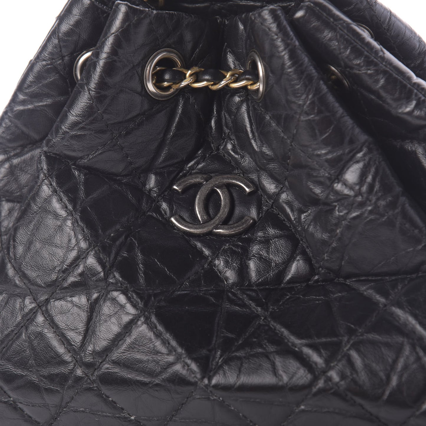 Aged Calfskin Quilted Small Gabrielle Backpack Black