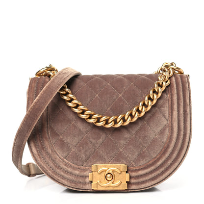 Chanel Velvet Quilted Small Boy Messenger Bag Beige 1 of 9