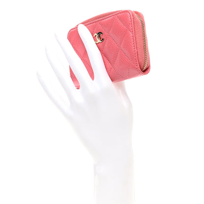 Chanel Caviar Quilted Zip Coin Purse Pink 2 of 10