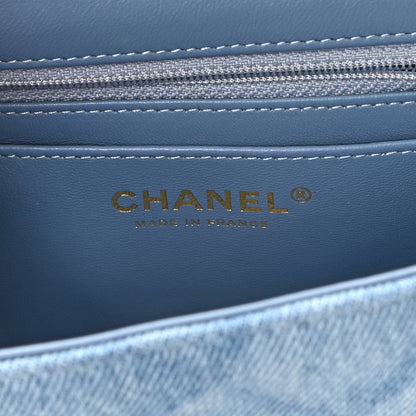 Chanel Denim Quilt Print Mini Rectangular Flap Light Blue 6 of 11