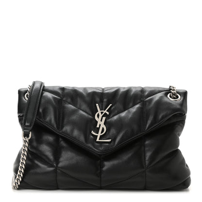 Saint Laurent Lambskin Quilted Small Loulou Puffer Monogram Chain Satchel Black 1 of 10
