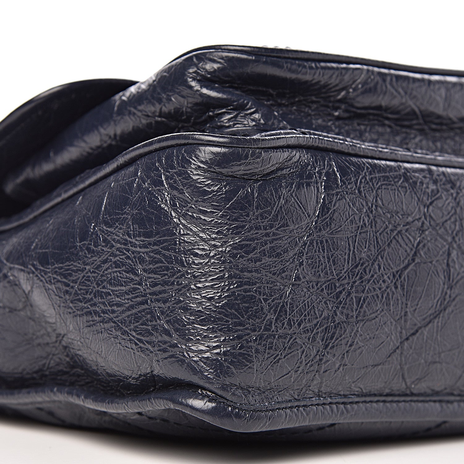 Saint Laurent Crinkled Calfskin Matelasse Monogram Medium Niki Chain Satchel Deep Marine 9 of 10