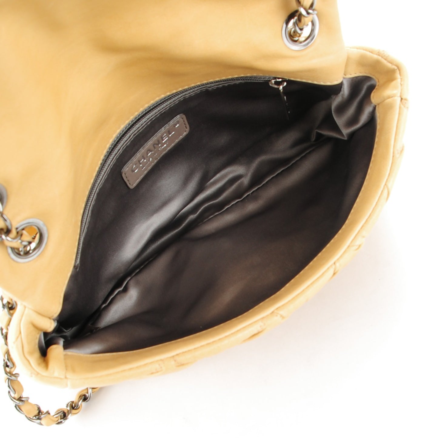 Calfskin Quilted Medium Bubble Quilt Flap Bag Beige
