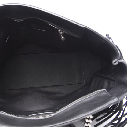 Saint Laurent Calfskin Fringe Monogram Shopping Tote Black 4 of 8