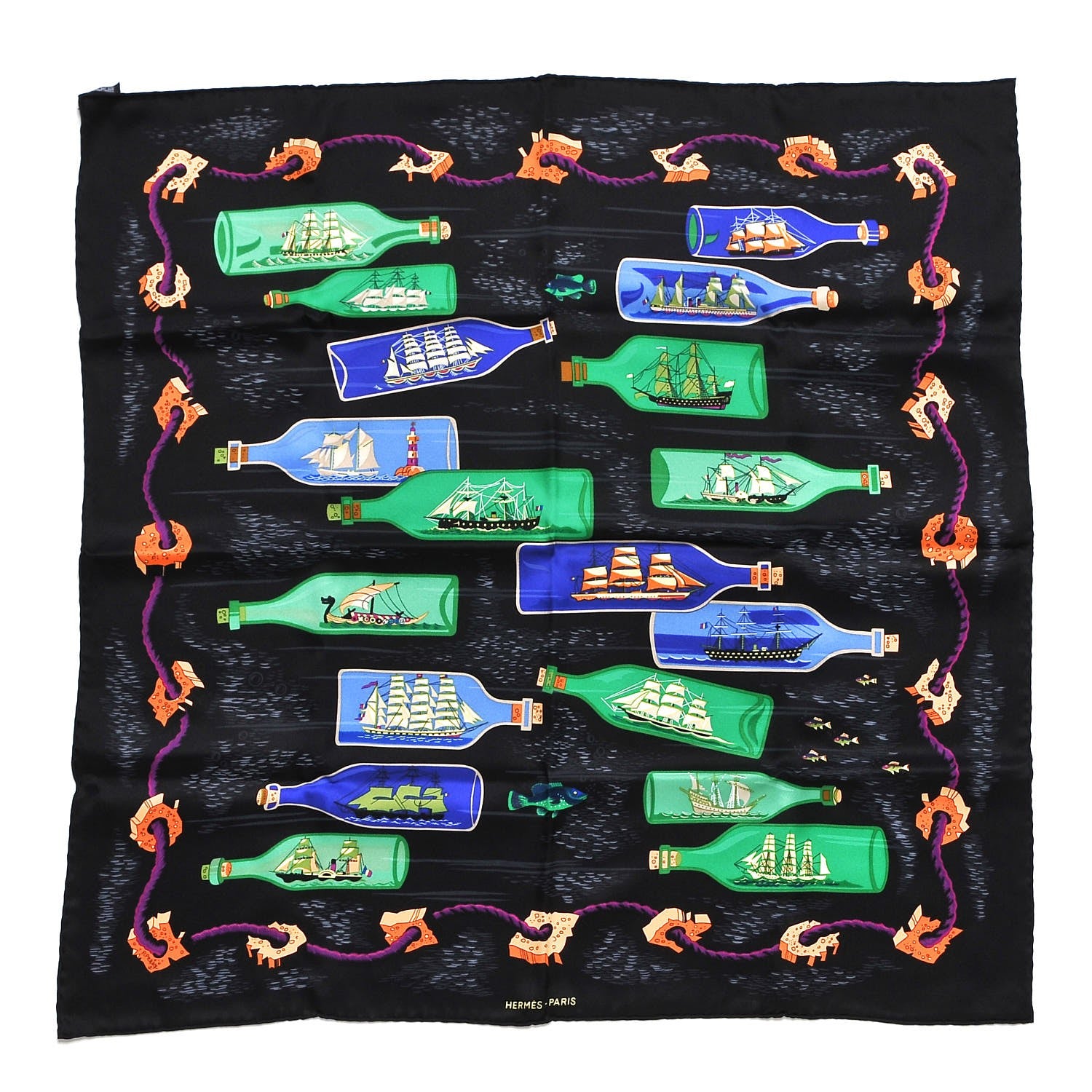 Hermes Silk Bouteilles A La Mer Scarf 65 1 of 7