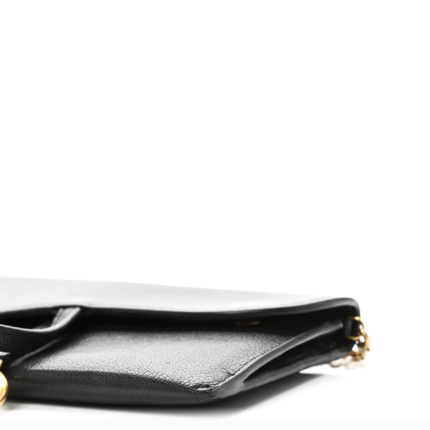 Goatskin Saddle Long Wallet With Chain Black