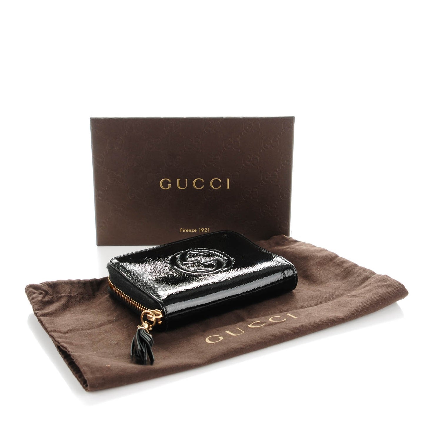 Patent Soho Compact Disco Zip Around Wallet Black