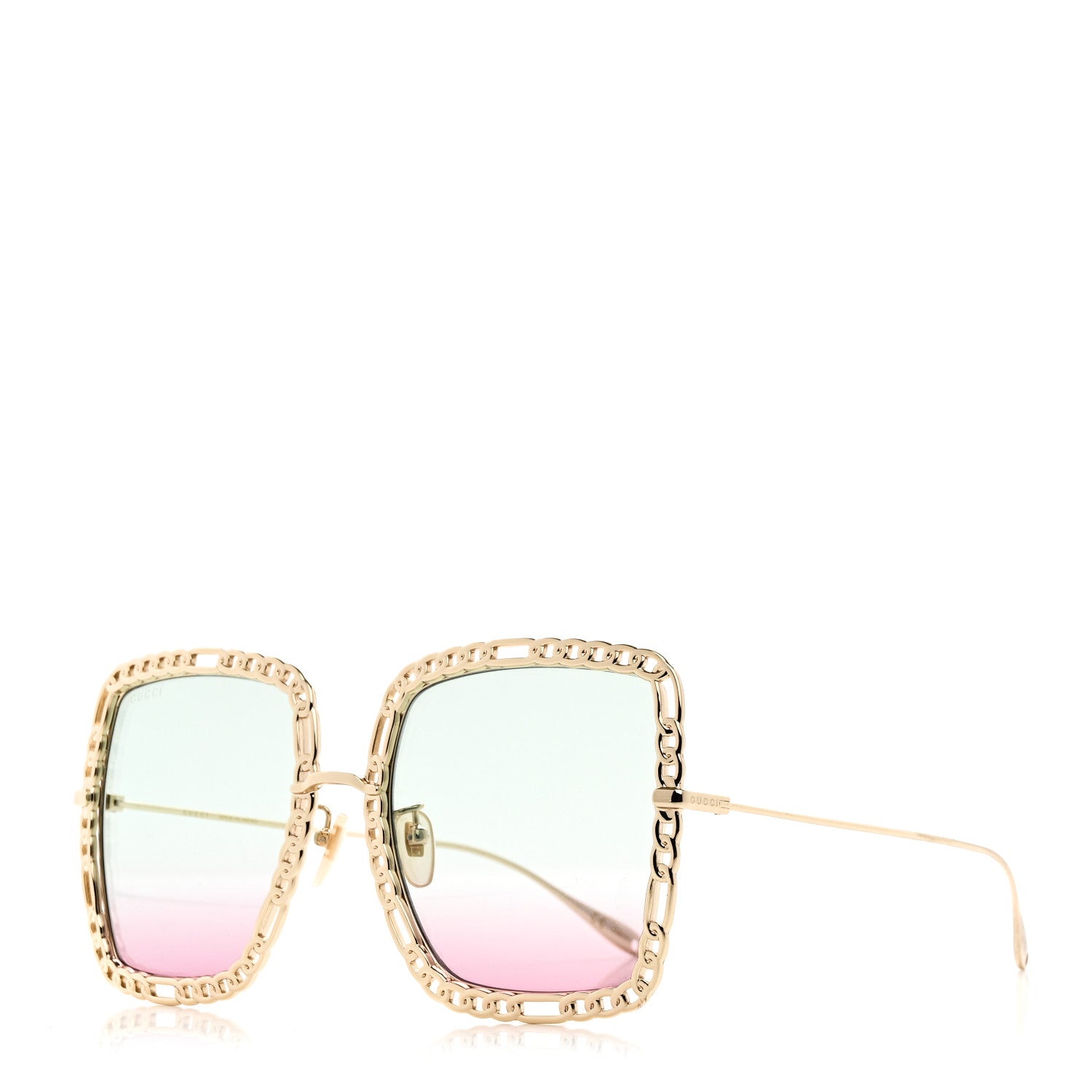 Gucci Square Frame Oversized Sunglasses GG1033S Gold Orange 1 of 6