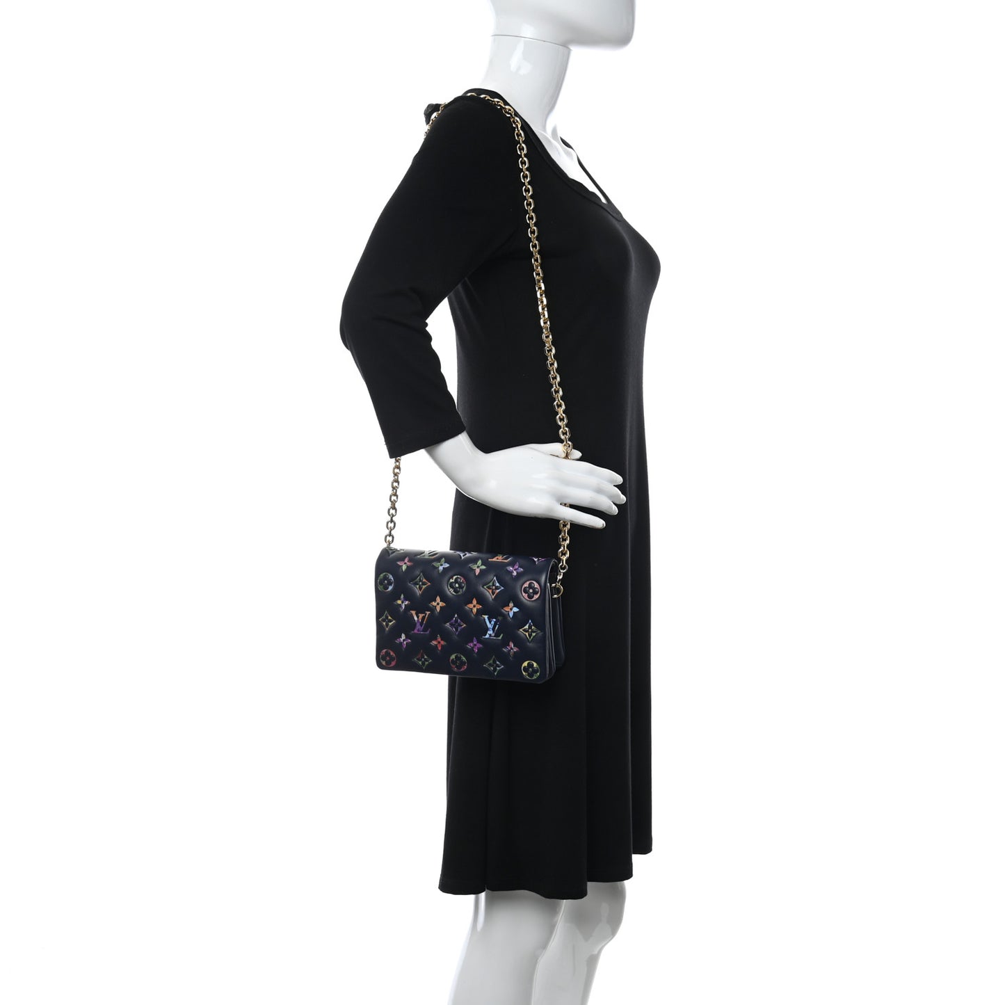 Lambskin Embossed Monogram LV Garden Pochette Coussin Navy