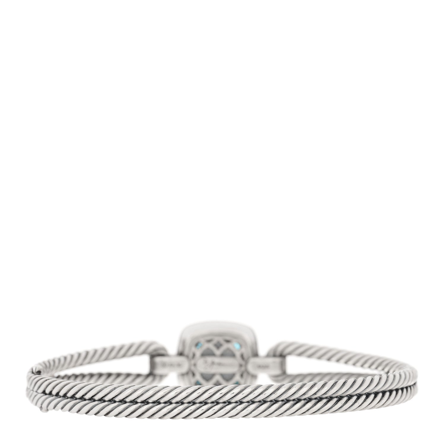 David Yurman Sterling Silver Diamond Blue Topaz Albion Cable Bracelet 2 of 3