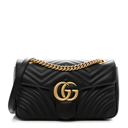 Gucci Calfskin Matelasse Small GG Marmont Shoulder Bag Black 1 of 10