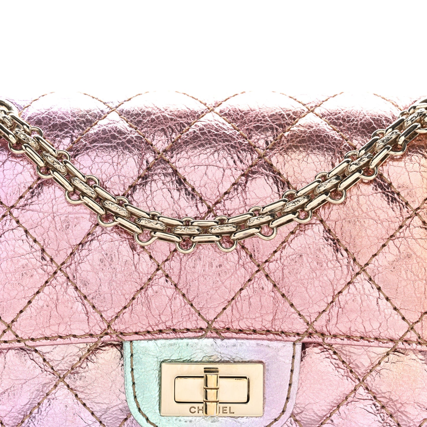 Metallic Goatskin Quilted Mini 2.55 Reissue Flap Multicolor