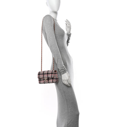 Chanel Tweed Quilted Mini Rectangular Flap Pink Black White 2 of 10
