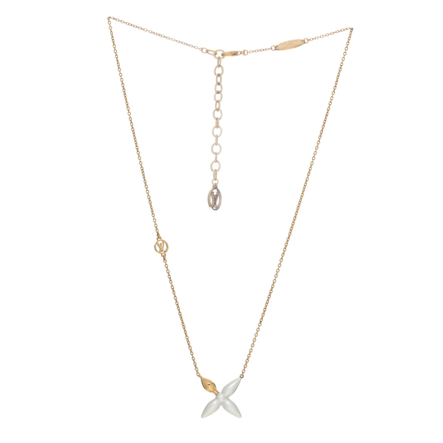 Louis Vuitton Pearl Louisette Necklace Gold White 2 of 4