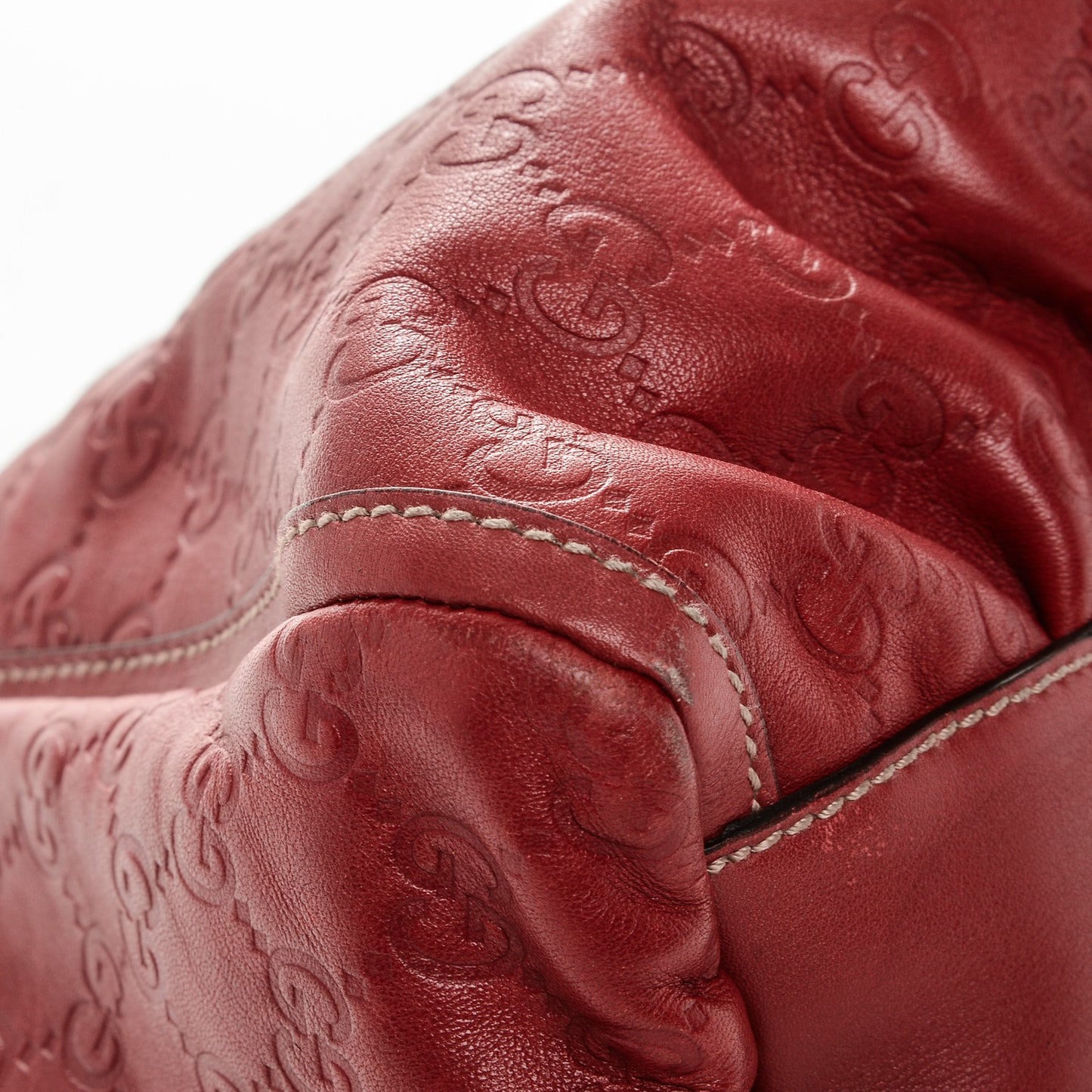 Guccissima Large D Gold Hobo Red