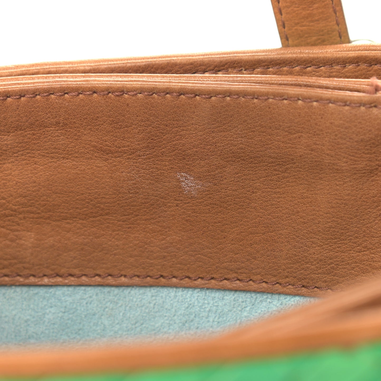 Nappa Intrecciato Bi-Color Top Handle Tote Green Brown