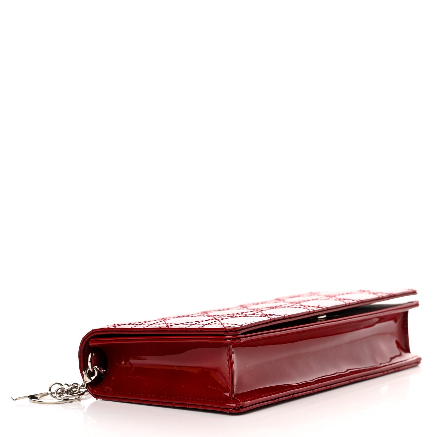 Christian Dior Patent Cannage Lady Dior Chain Wallet Rouge Ceris 5 of 15