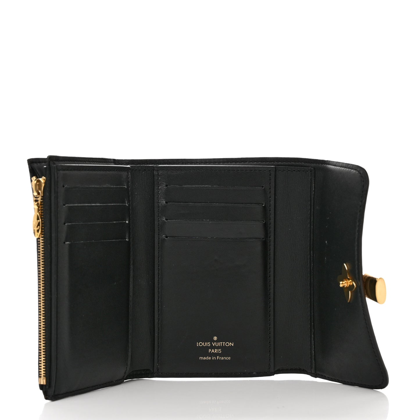 Monogram Flower Lock Compact Wallet Black