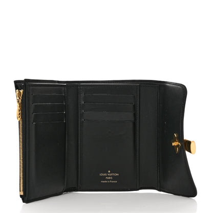 Louis Vuitton Monogram Flower Lock Compact Wallet Black 5 of 8