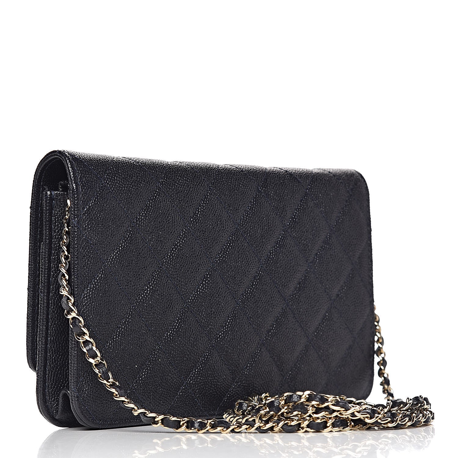 Chanel Caviar Quilted Golden Class Wallet On Chain WOC Navy 3 of 12