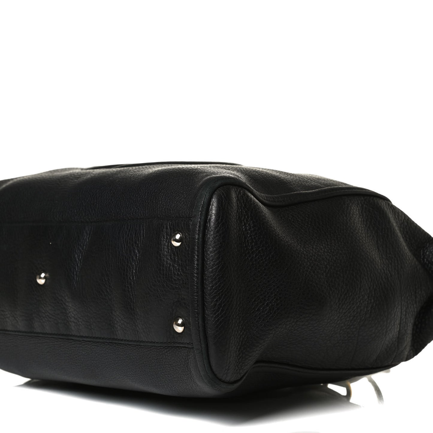 Pebbled Calfskin Large Soho Top Handle Bag Black
