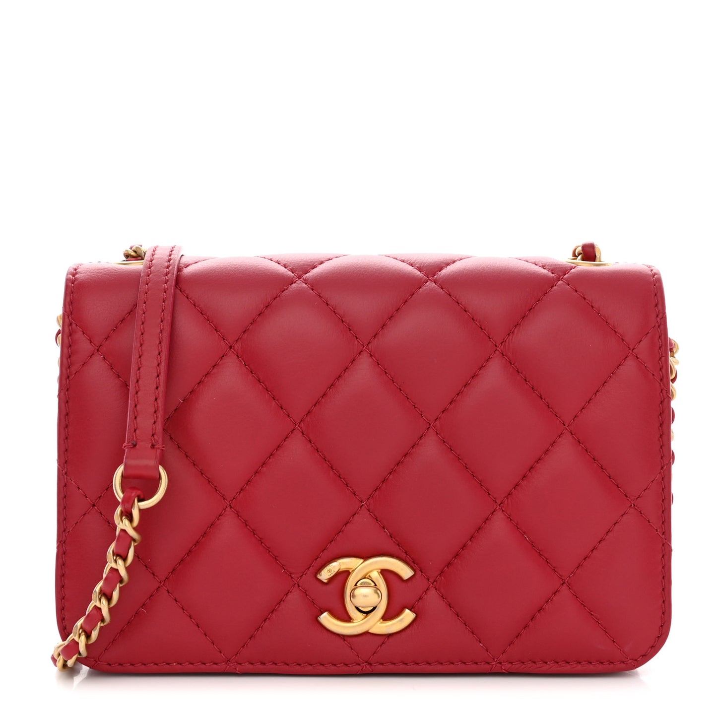 Calfskin Quilted Everyday Chic Single Flap Red