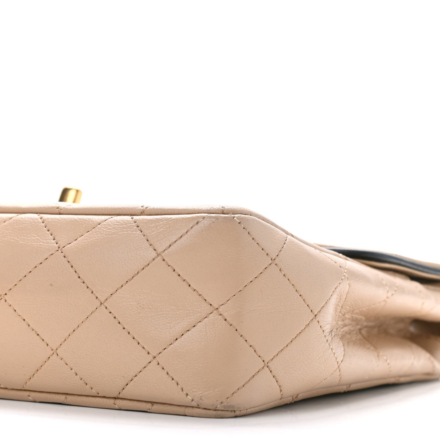 Lambskin Quilted Medium Single Flap Beige Black