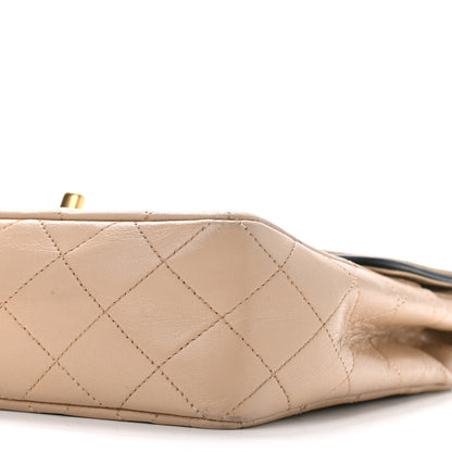 Chanel Lambskin Quilted Medium Single Flap Beige Black 10 of 10